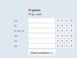 Screenshot vervoegingsoefeningen